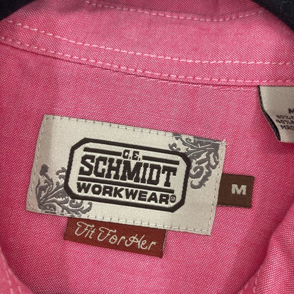 Schmidt Workwear Pink Pearl Snap Western Shirt Womens Medium - Picture 7 of 9